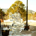 Santa ice sculpture from Bergen Village