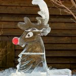 Ice sculpture of reindeer from Evergreen Design Center
